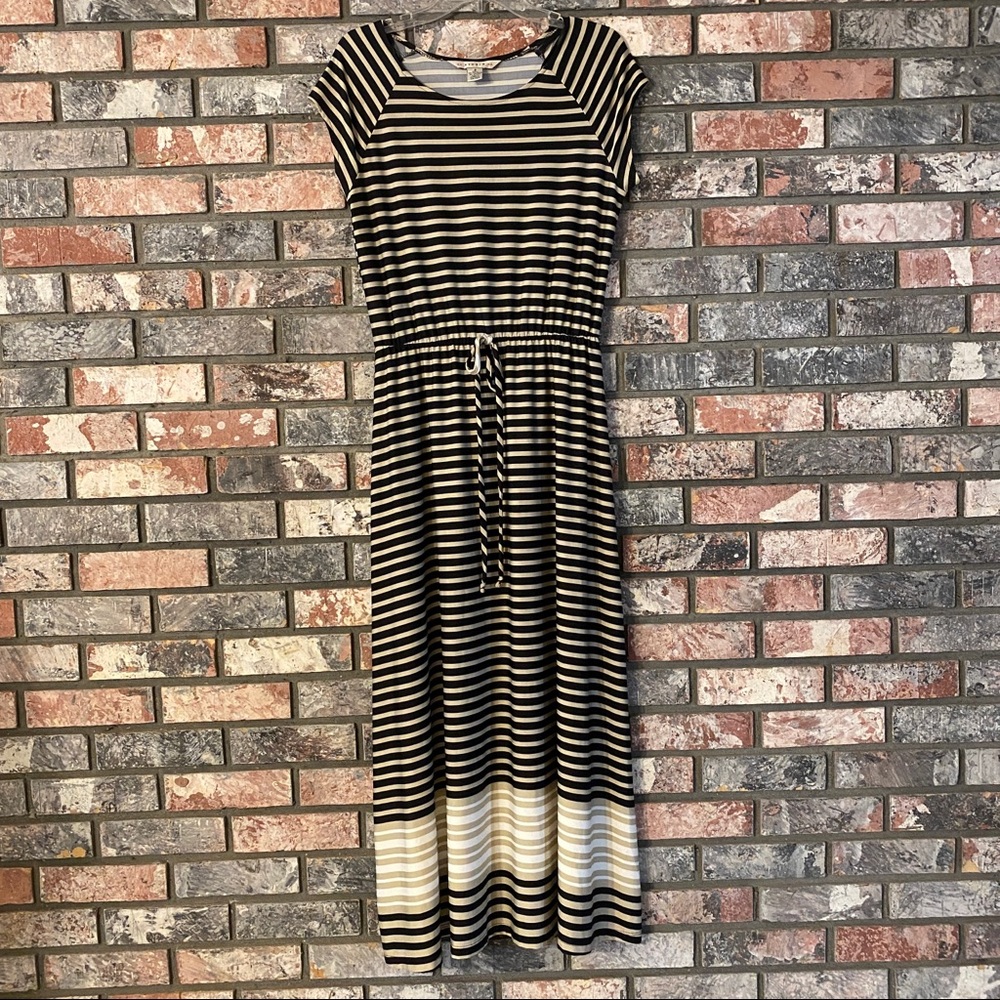🚨LAST CHANCE - Closing closet🚨 AA STUDIO BLACK, TAN, CREAM STRIPED MAXI DRESS